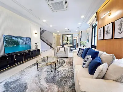 Luxurious living room with elegant decor and spacious seating area