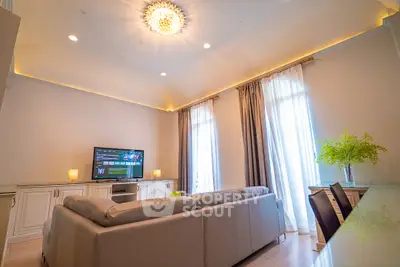 Luxurious living room with elegant lighting and modern decor