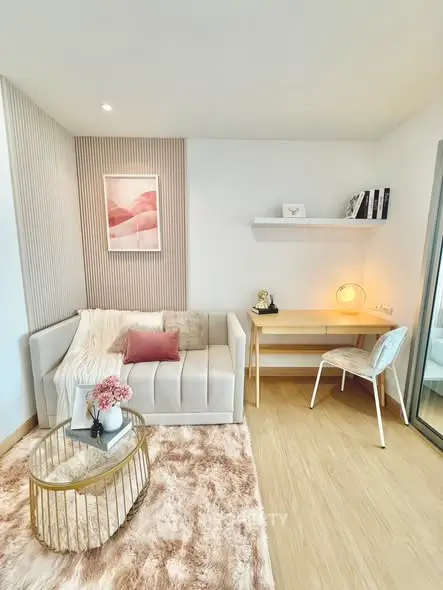 Stylish modern living room with cozy sofa and chic decor