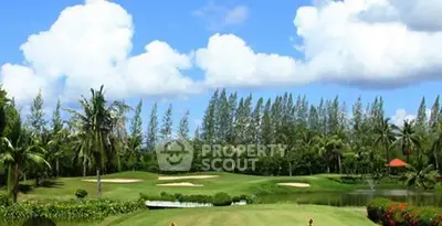 Luxurious golf course view with lush greenery and serene landscape, perfect for upscale real estate development.