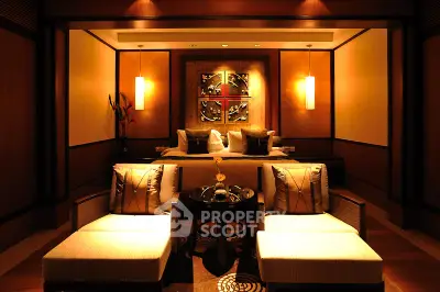 Luxurious bedroom with elegant lighting and stylish decor