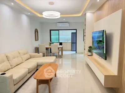Spacious modern living room with elegant decor and open layout