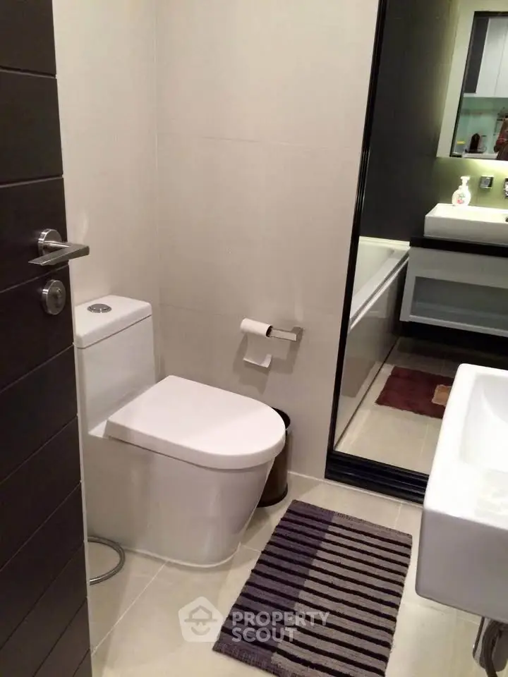 Modern bathroom with sleek fixtures and contemporary design
