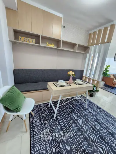 Modern living room with stylish decor and cozy seating area