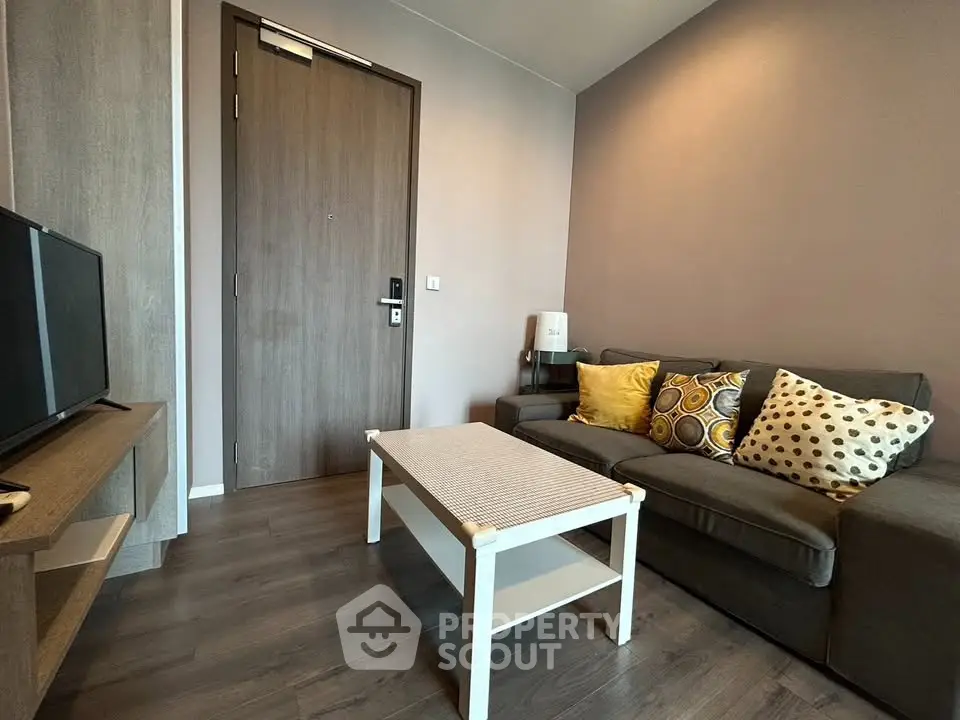 Cozy living room with modern decor and comfortable seating