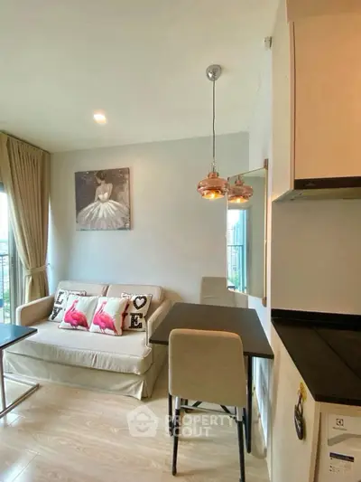 Chic modern living room with stylish decor and cozy seating area