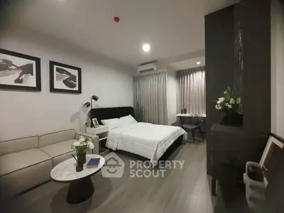 Modern bedroom with stylish decor and cozy ambiance