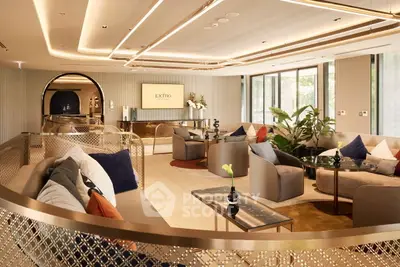 Luxurious modern living room with elegant decor and ample natural light