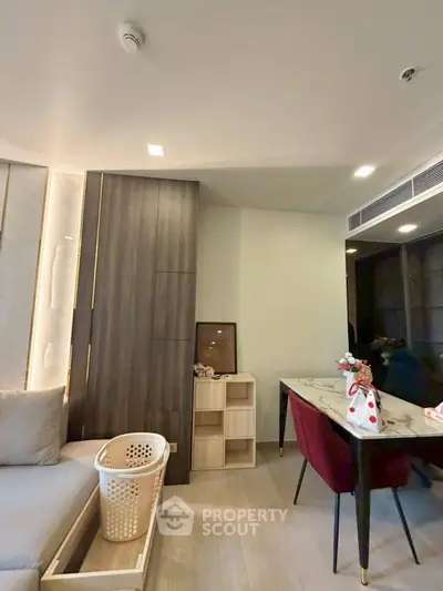 Modern living room with stylish furniture and elegant decor