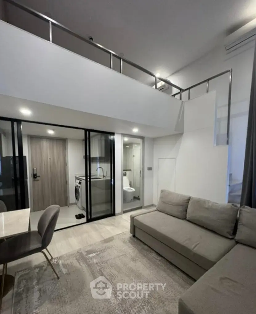 Modern loft apartment with open living area and stylish interior design