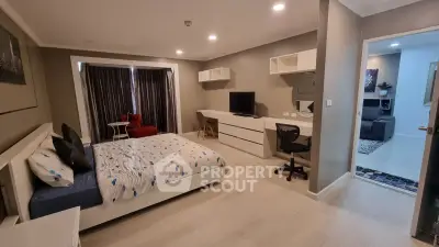 Spacious modern bedroom with stylish decor and open layout