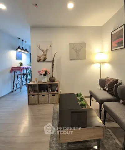 Stylish modern living room with elegant decor and cozy seating area, perfect for relaxation and entertaining.