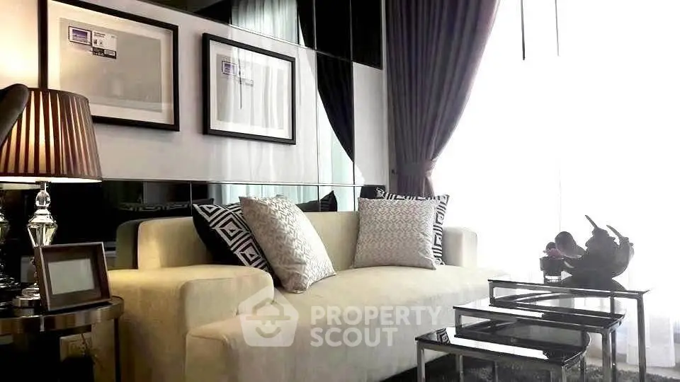 Luxurious modern living room with elegant decor and plush sofa