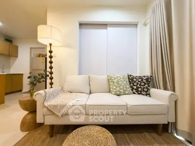Cozy living room with stylish sofa and modern decor
