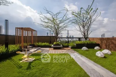 Stunning rooftop garden with city views and modern landscaping.