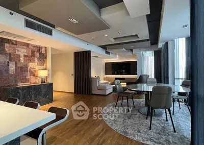 Luxurious modern living room with stylish furniture and elegant decor