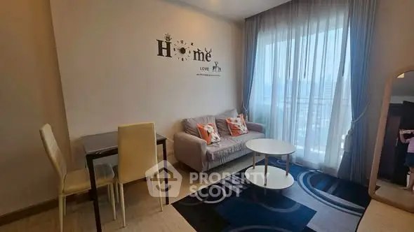 Cozy living room with modern decor and natural light