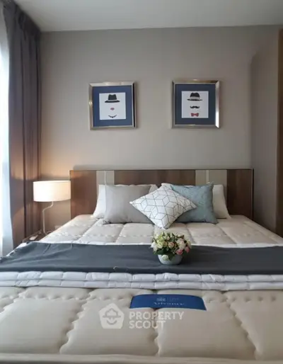 Modern bedroom with stylish decor and cozy ambiance