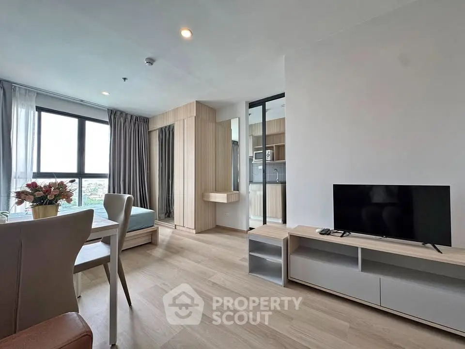Modern living room with open layout and natural light