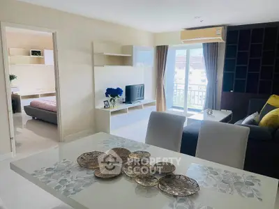 Modern living room with balcony and stylish decor