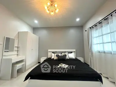 Modern bedroom with stylish lighting and elegant decor