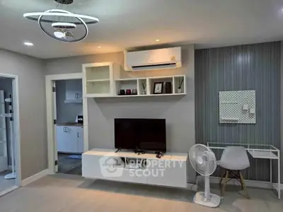 Modern living room with sleek furniture and stylish decor