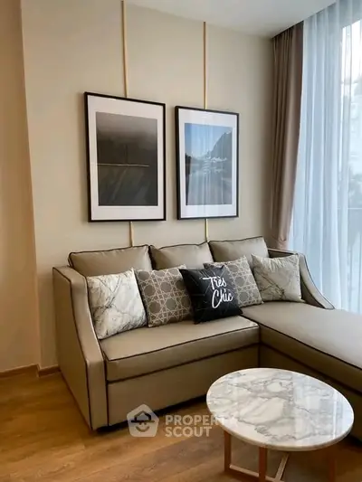 Stylish living room with chic decor and cozy seating area