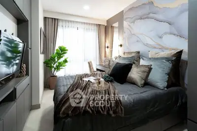 Luxurious bedroom with elegant decor and natural light