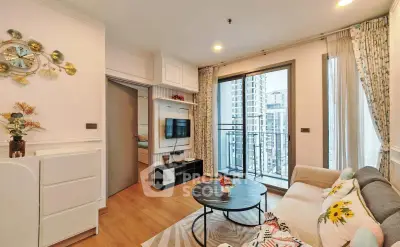 Modern living room with balcony view in a stylish apartment