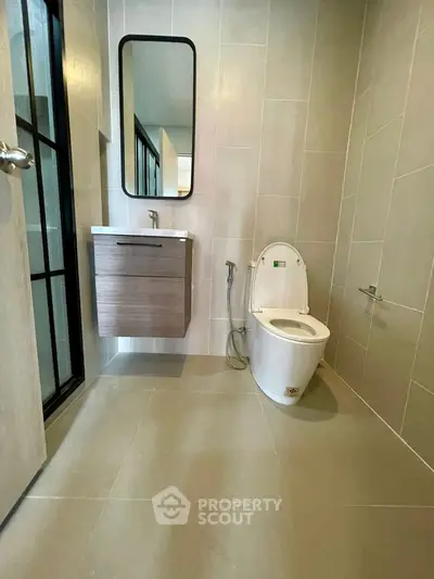 Modern bathroom with sleek fixtures and minimalist design