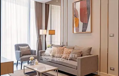 Elegant modern living room with stylish decor and large windows for natural light