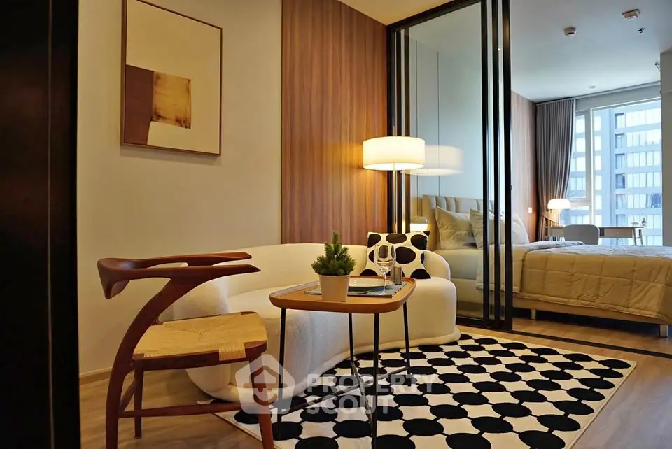 Modern living room with stylish decor and cozy ambiance