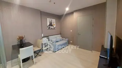 Modern living room with stylish decor and cozy seating area