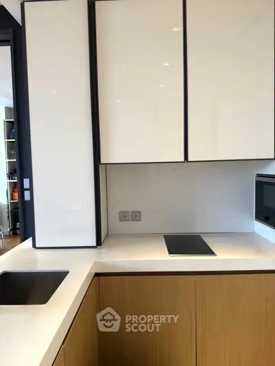 Modern kitchen with sleek cabinetry and built-in appliances