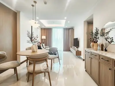 Elegant modern living room with stylish furniture and natural light