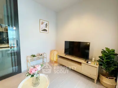 Cozy living room with modern decor and natural light