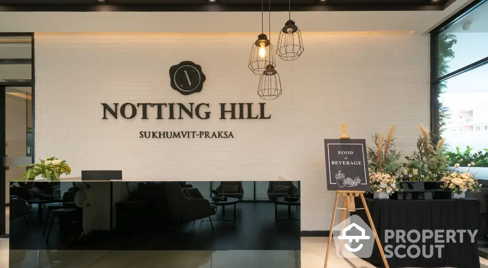 Luxurious Notting Hill Sukhumvit-Praksa lobby with elegant decor and modern lighting.