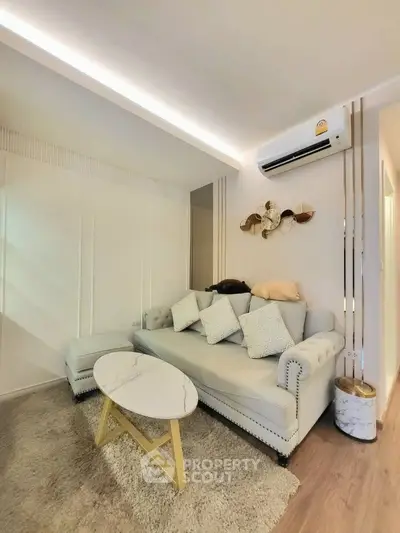 Modern living room with stylish sofa and elegant decor