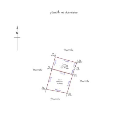 Detailed land plot schematic with measurements and orientation