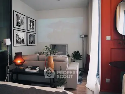 Stylish modern living room with cozy sofa and elegant decor