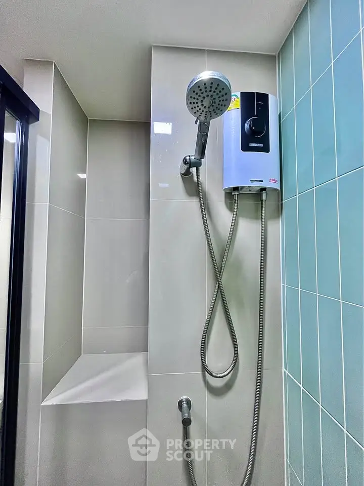 Modern bathroom with sleek shower and stylish tile design