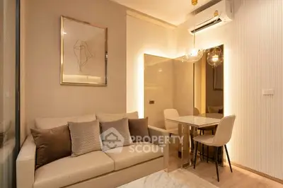 Modern living room with elegant decor and dining area