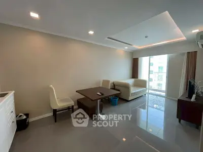 Spacious living room with modern furniture and natural light