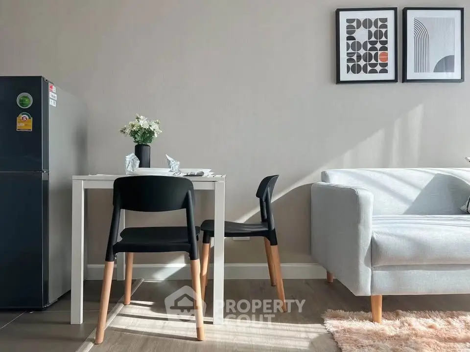 Modern living room with stylish furniture and natural light