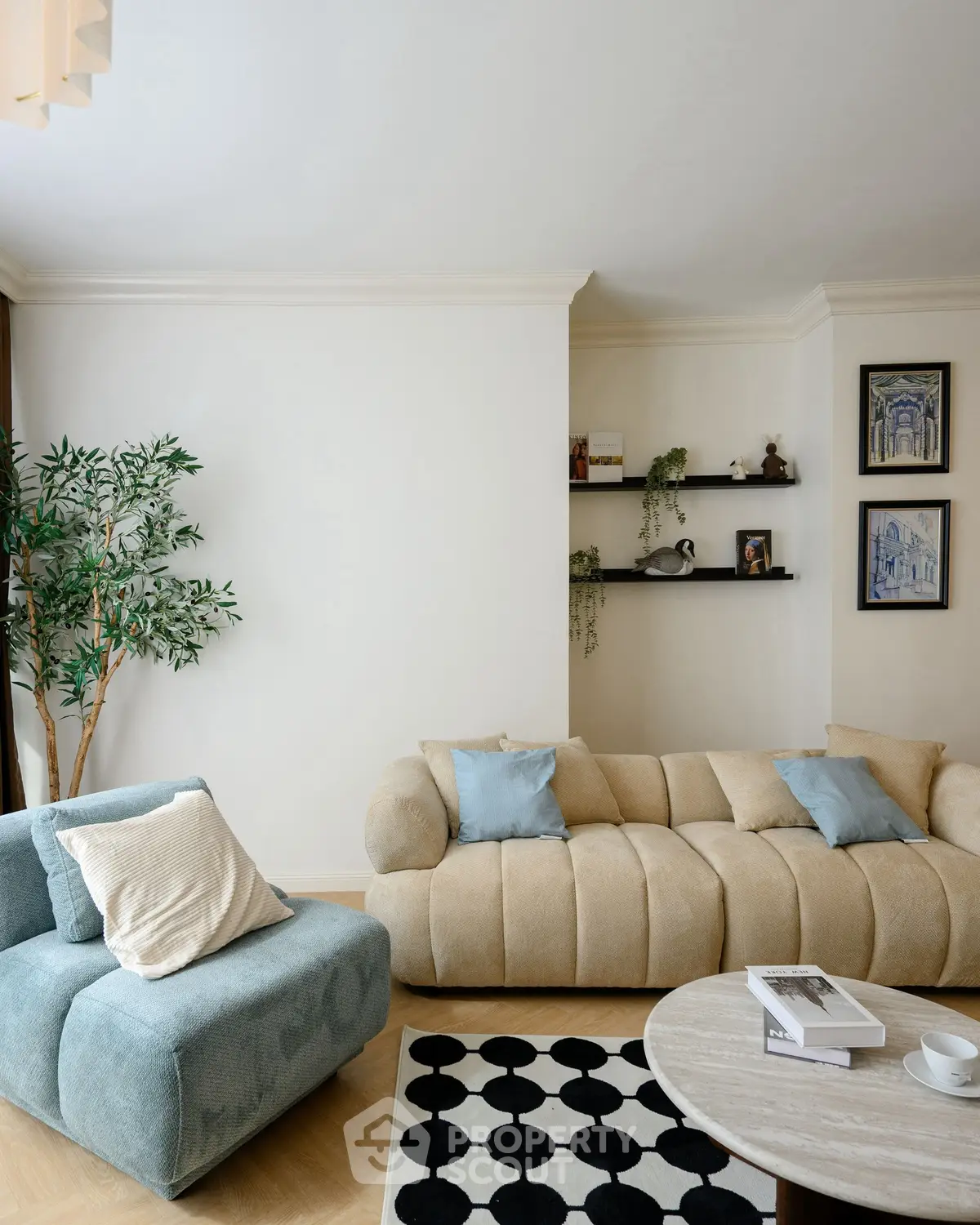 Stylish living room with modern furniture and elegant decor
