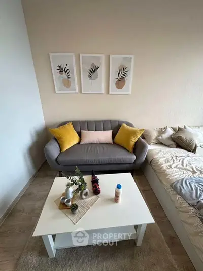 Cozy living room with modern decor and comfortable seating