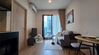 Modern living room with balcony view in stylish apartment