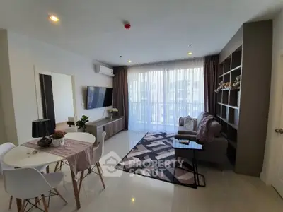 Modern living room with stylish decor and natural light