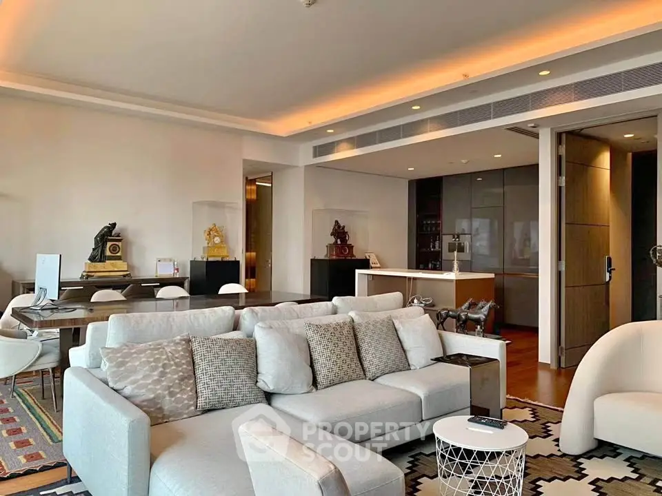 Luxurious modern living room with open layout and stylish decor