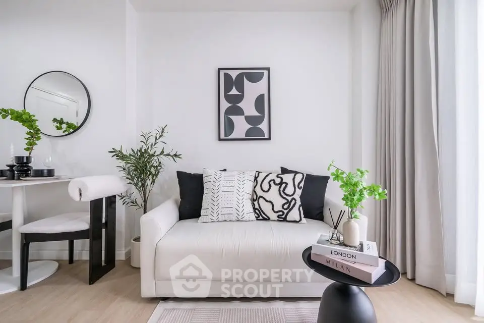 Stylish modern living room with chic decor and natural light